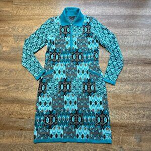 Carlisle Collection Women’s Cotton Cashmere zip sweater dress  Print Sz Small